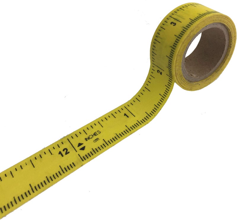 iCraft PeelnStick Removable Adhesive Ruler Tape, 12 inch Repeating Imperial (inch) + Metric (cm) Measurements, Yellow, Easy Tear Perforations Every 12in, roll is 1/2 in x 10 yds - Image 2